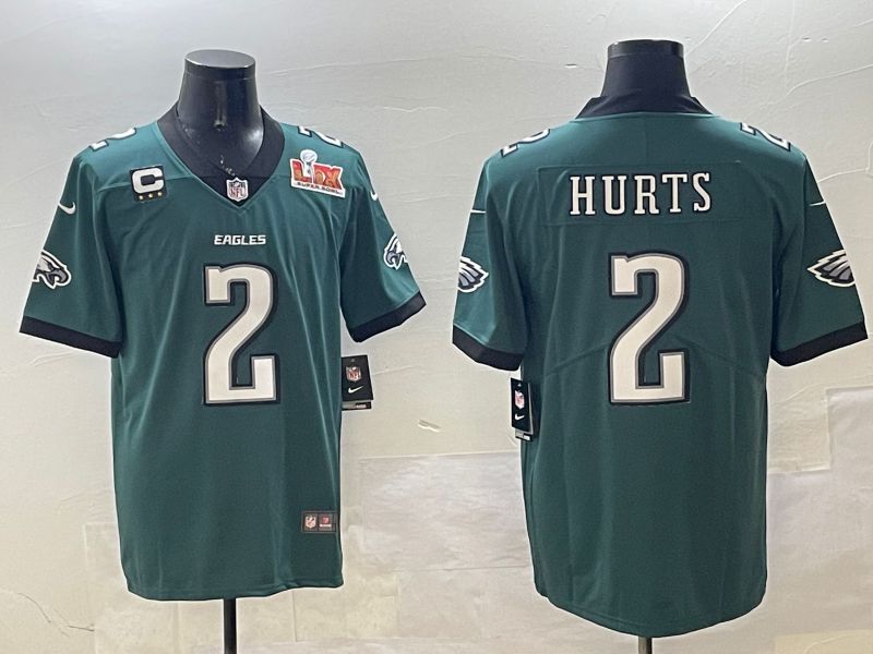 Men Philadelphia Eagles 2 Hurts Green Second generation 2025 Nike Limited NFL Jersey style 6